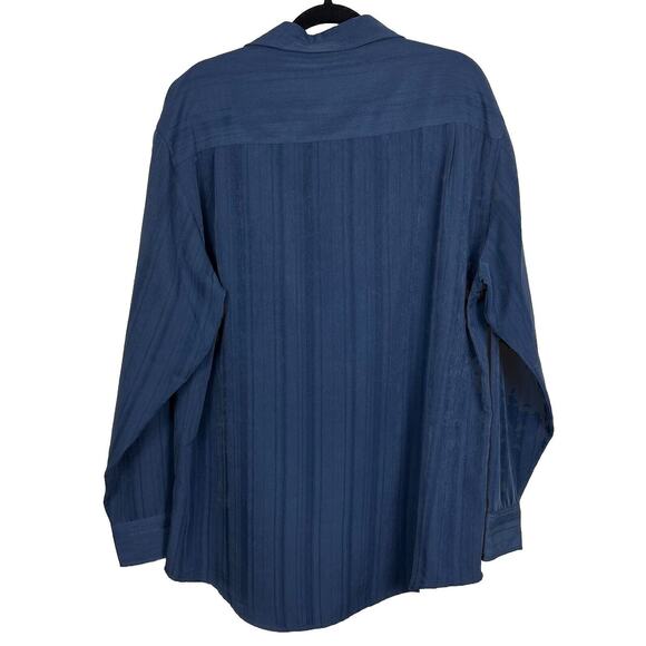 Havanera Men's Blue Shirt Solid Button Down Long Sleeve Tropical Beach Size XL - Picture 3 of 5